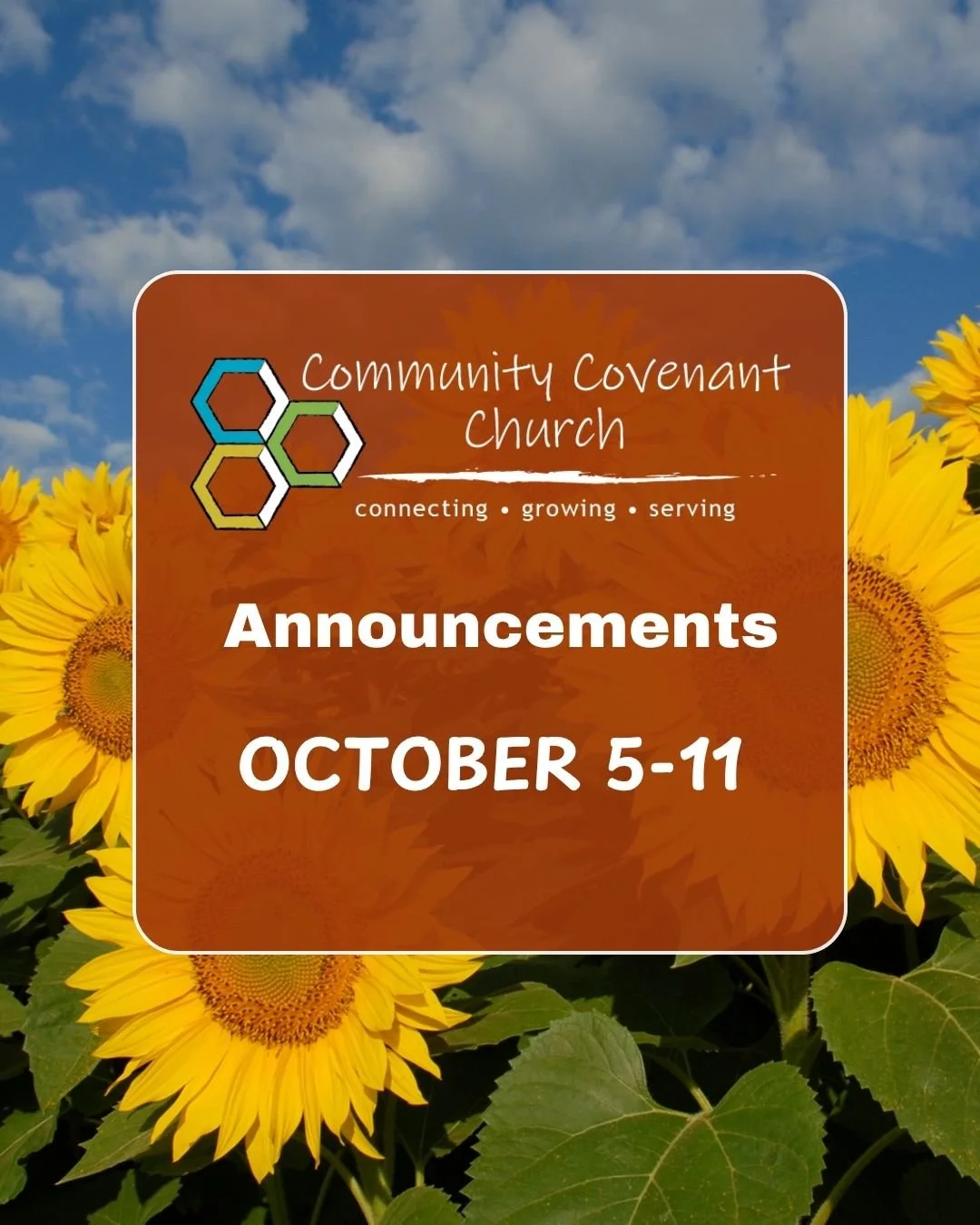 This Week at CCC

- Fall Sermon Series: We&rsquo;re continuing to explore mourning and rejoicing through the biblical characters in the book of Ruth. Join us Sundays at 10AM!

- MOD is TONIGHT! Moms, come join us for a time to connect, encourage, and