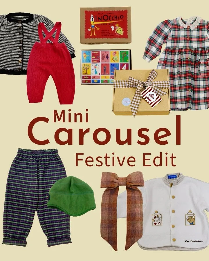 Say it with Mini Carousel 🎠🎁🎠

It&rsquo;s time! (How?! 😯) Our festive shop opens online this Sunday, here are a few favourites&hellip;

~ limited edition handmade gingham trousers
~ our bows in new colourwars using @merchantandmills fabrics 
~ Vi