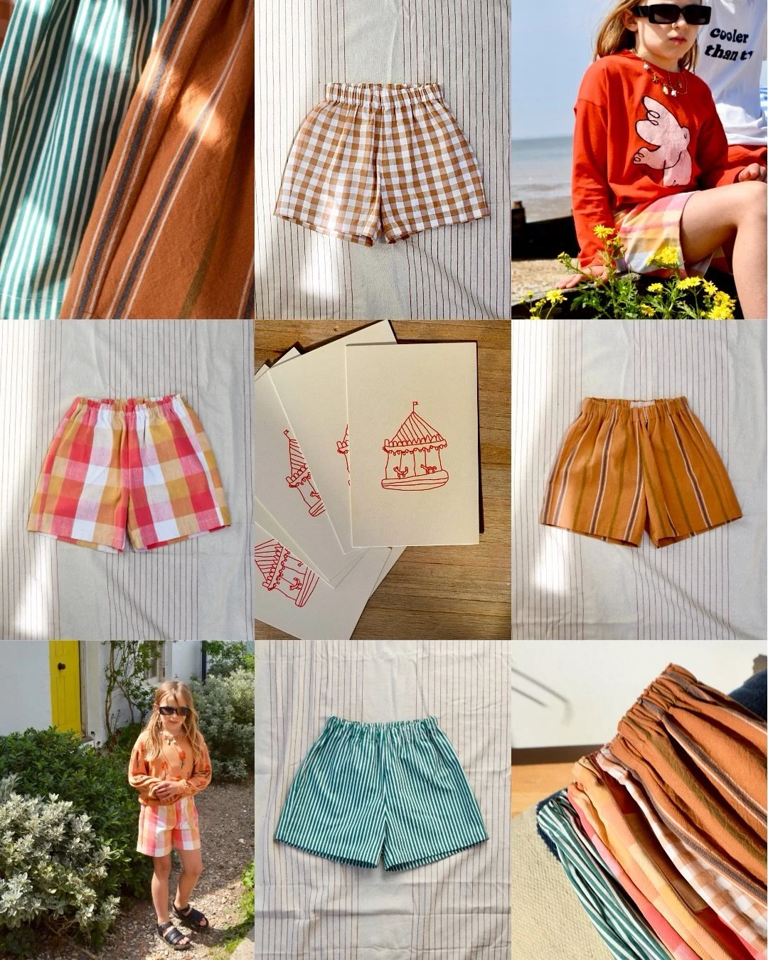 Our latest Summer shorts! Batch 1.0 will be available to pre-order online this Saturday&hellip; gingham or stripes??

Each pair are made to order here in Whitstable to ensure zero waste. In love with our latest yarn dyed tablecloth fabric 🧡. Swipe f