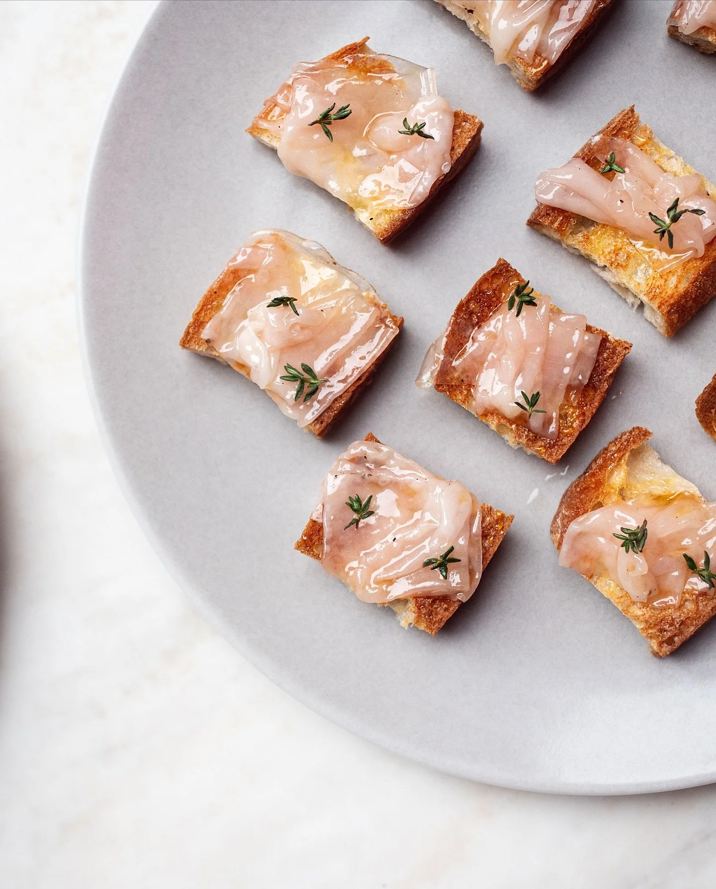 Lardo on Toast, Truffled Honey Canap&eacute;s available for standing events at Bancone. Head to our website to find out more about group dining options.