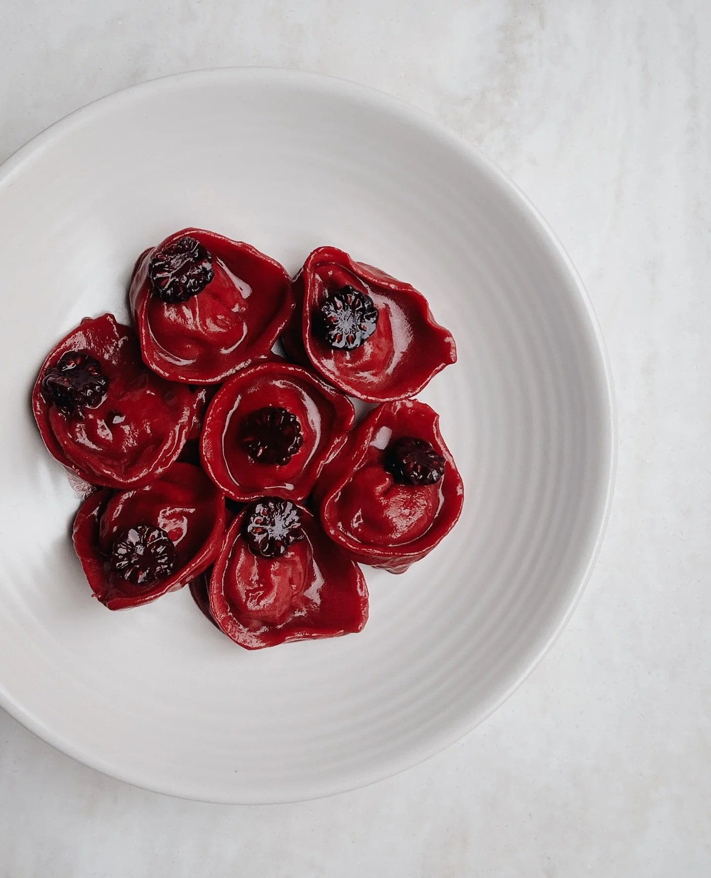 In at No.3 on the Most Iconic Dishes countdown. Launched in October and instantly unforgettable. One of our most beautiful dishes. Have you tried it yet? 
Wild venison tortelloni, beetroot, pickled blackberries.