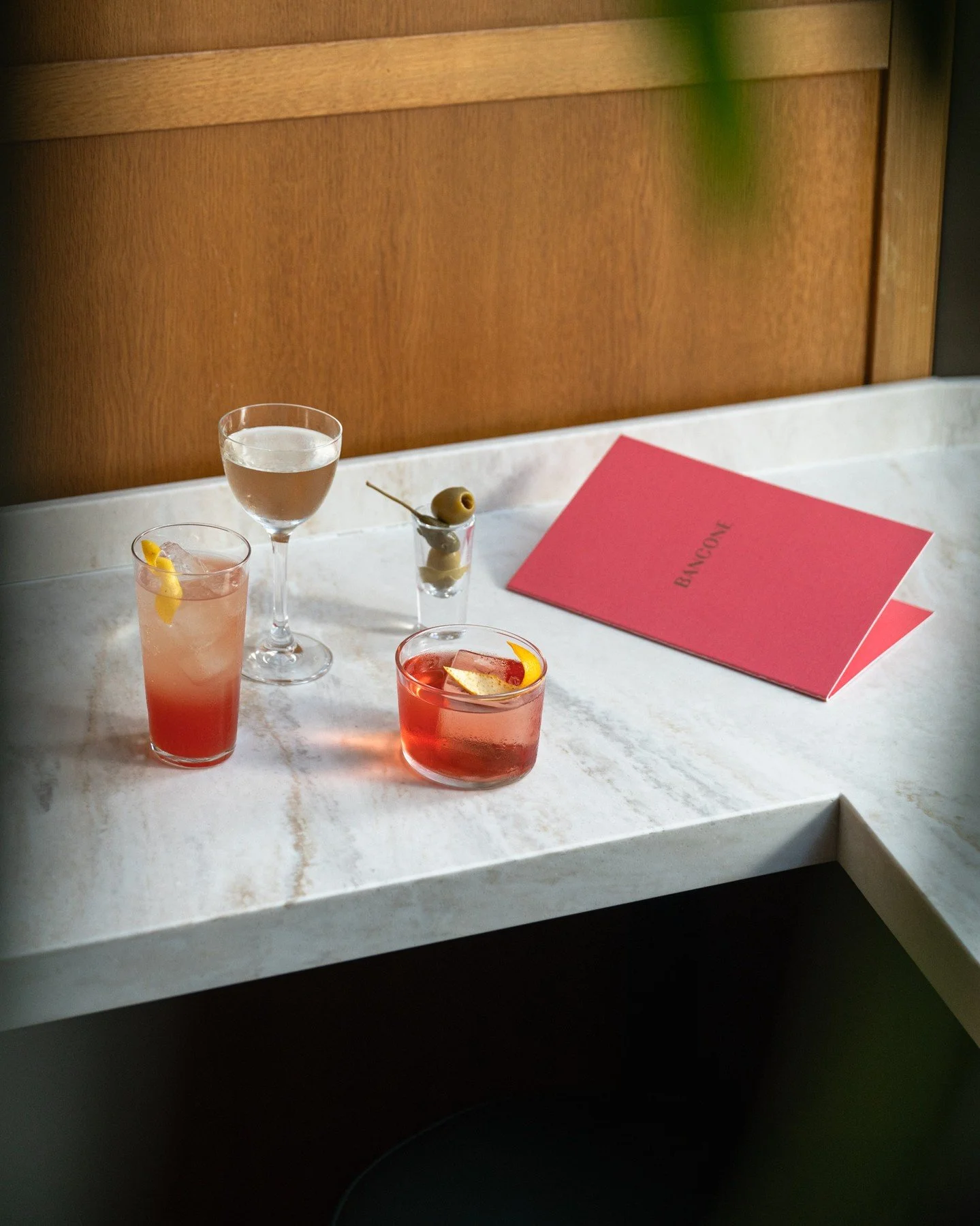 Weekend cocktails.

Orange Blossom Negroni
Bancone Dirty Martini
Milano Tokyo