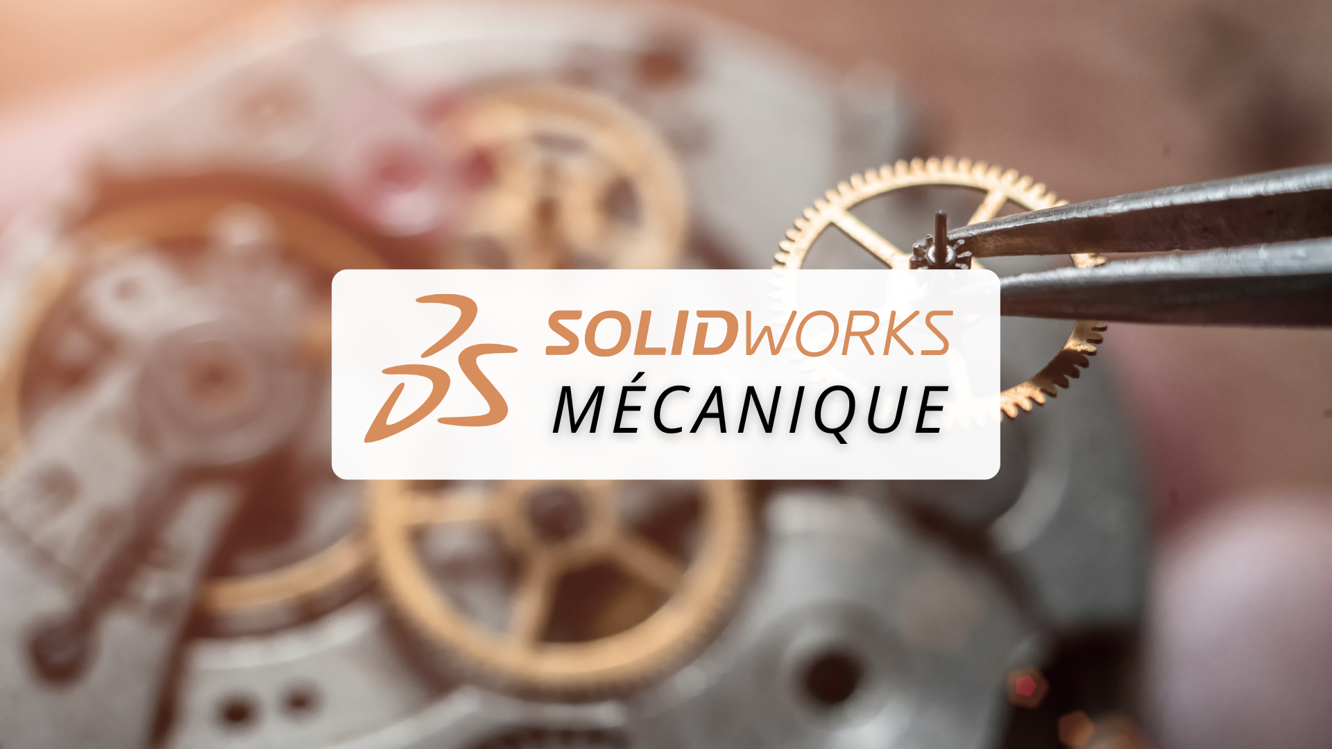 Mécanisme d'horlogerie avec engrenages en métal et une paire de pinces.