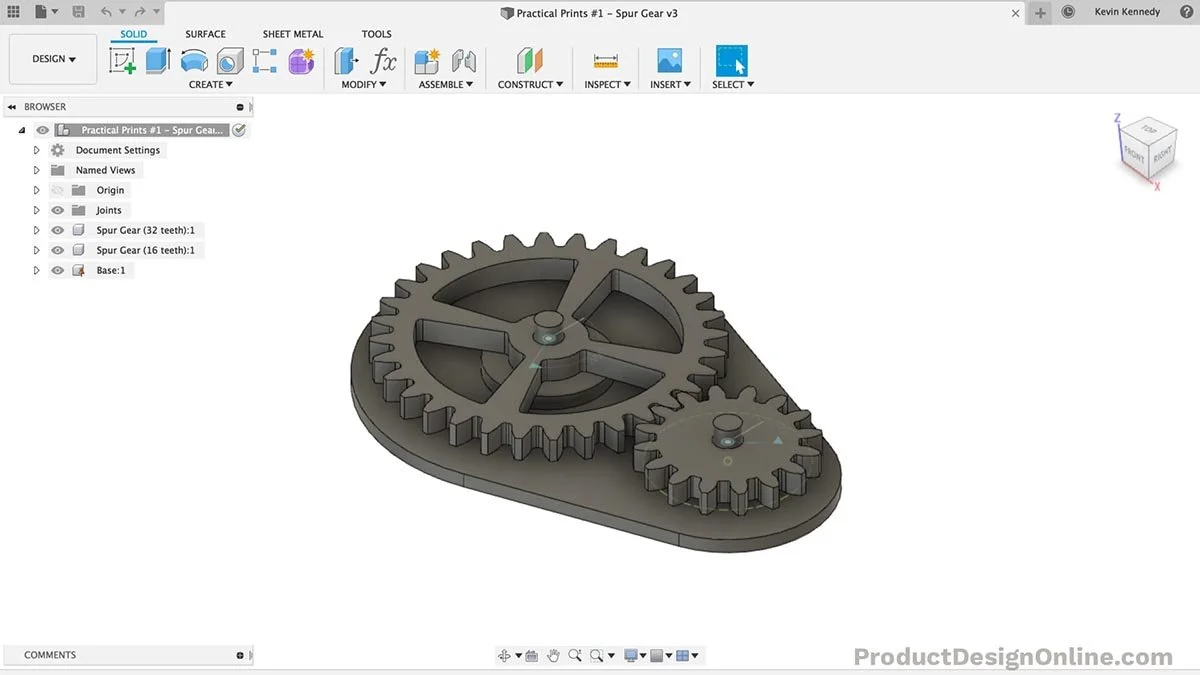 Modèle 3D de engrenages de vitesse de traction pour un projet de conception mécanique dans un logiciel de modélisation 3D.