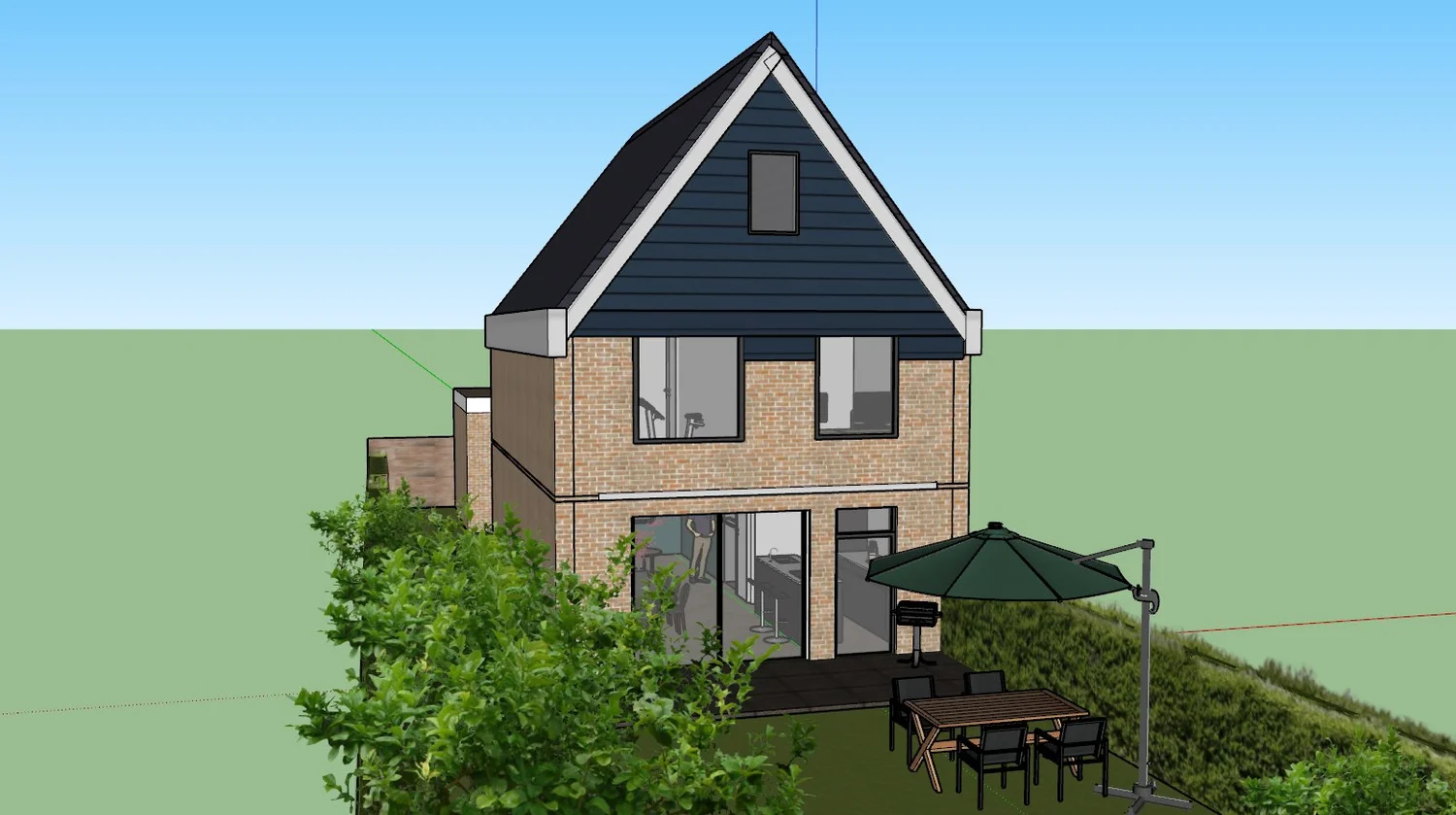 Maquette 3D d'une maison réalisée sur SketchUp par un apprenant