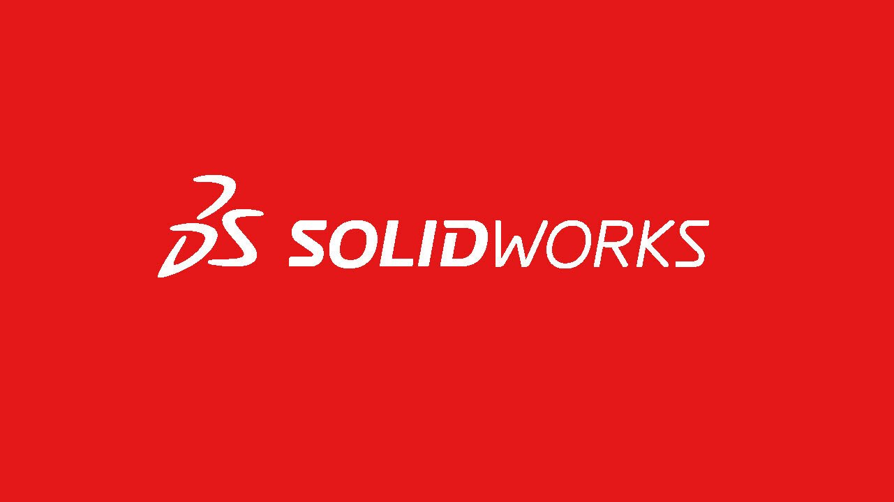 Logo de SOLIDWORKS avec un fond rouge.