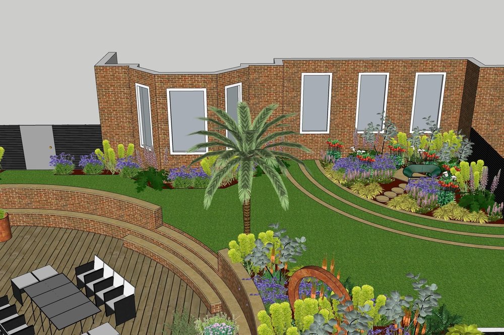 Aménagement de jardin conçu sur SketchUp