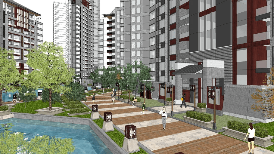 Design d'espace urbain conçu sur SketchUp