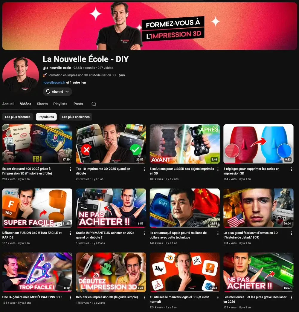 Aperçu de la chaîne YouTube La Nouvelle École