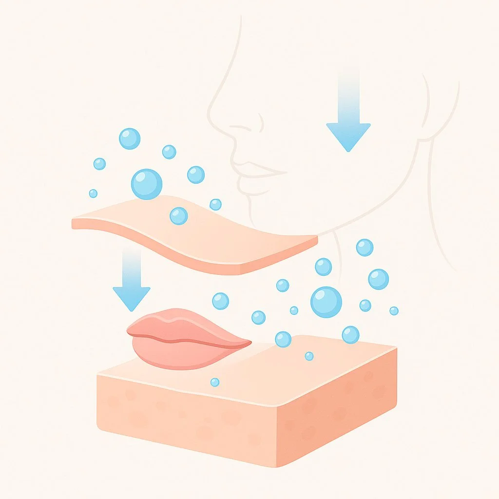 Illustration showing added volume to cheekbones and lips, balancing facial proportions for a natural, youthful aesthetic result.