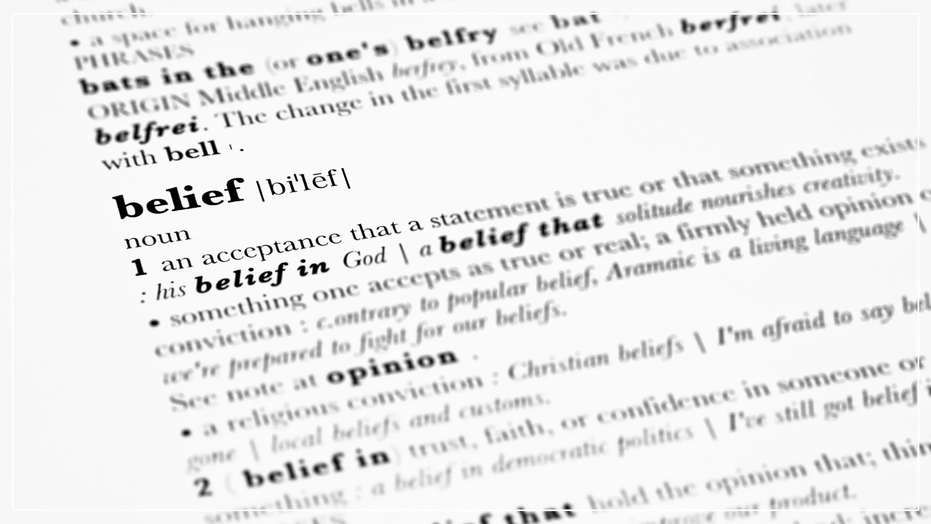 photo of the "belief" definition in a dictionary