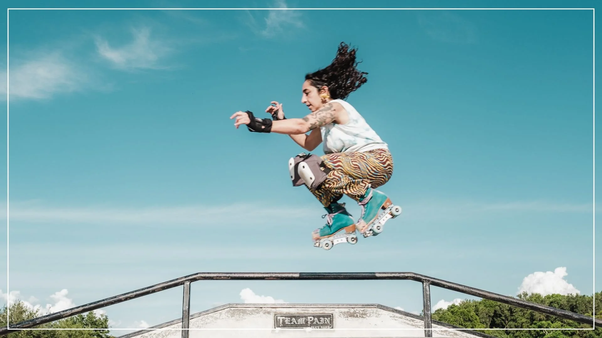 woman in roller skates at a skate park