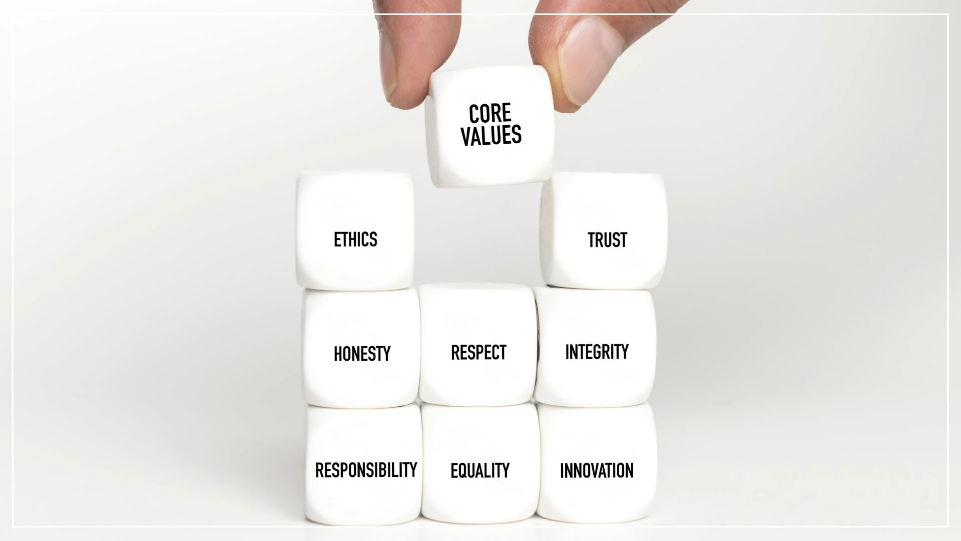 Dice with personal core values on them
