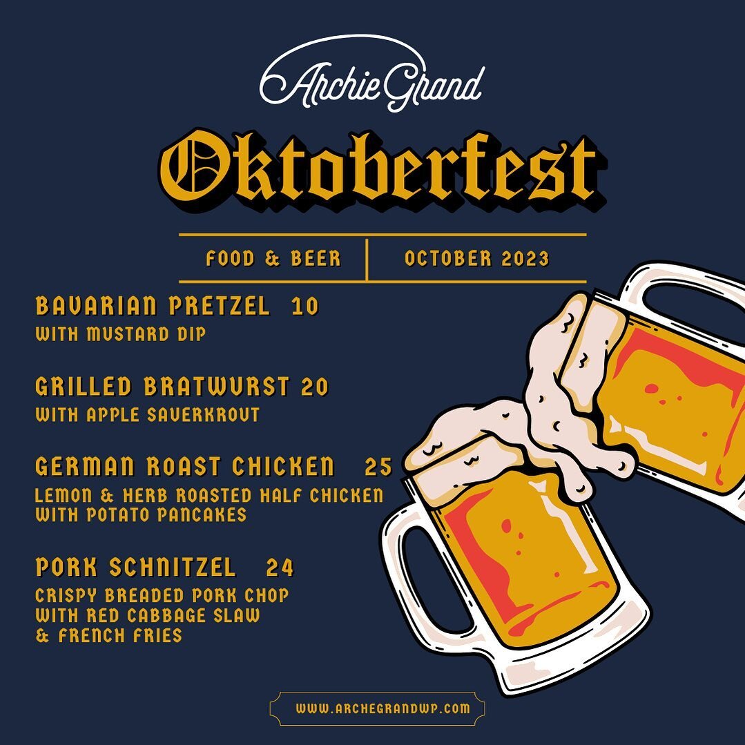 🥨🍻 Oktoberfest is coming 🍻🥨 
White Plains #oktoberfest is coming up on Sunday October 8! Join us for German specials, food and football all day!
#archiegrand #dontbeaveragebegrand