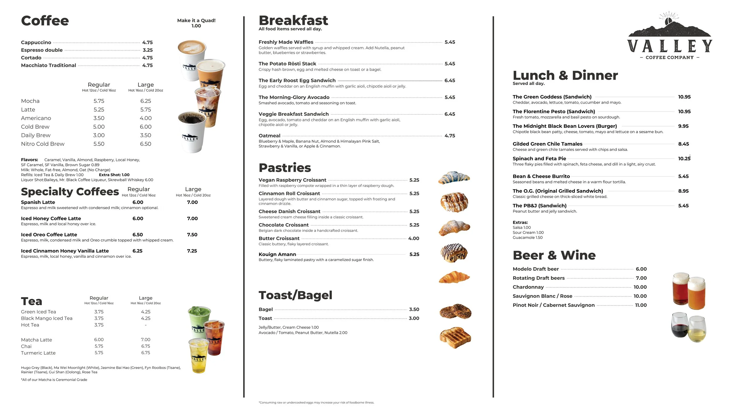 Valley Coffee Company Menu