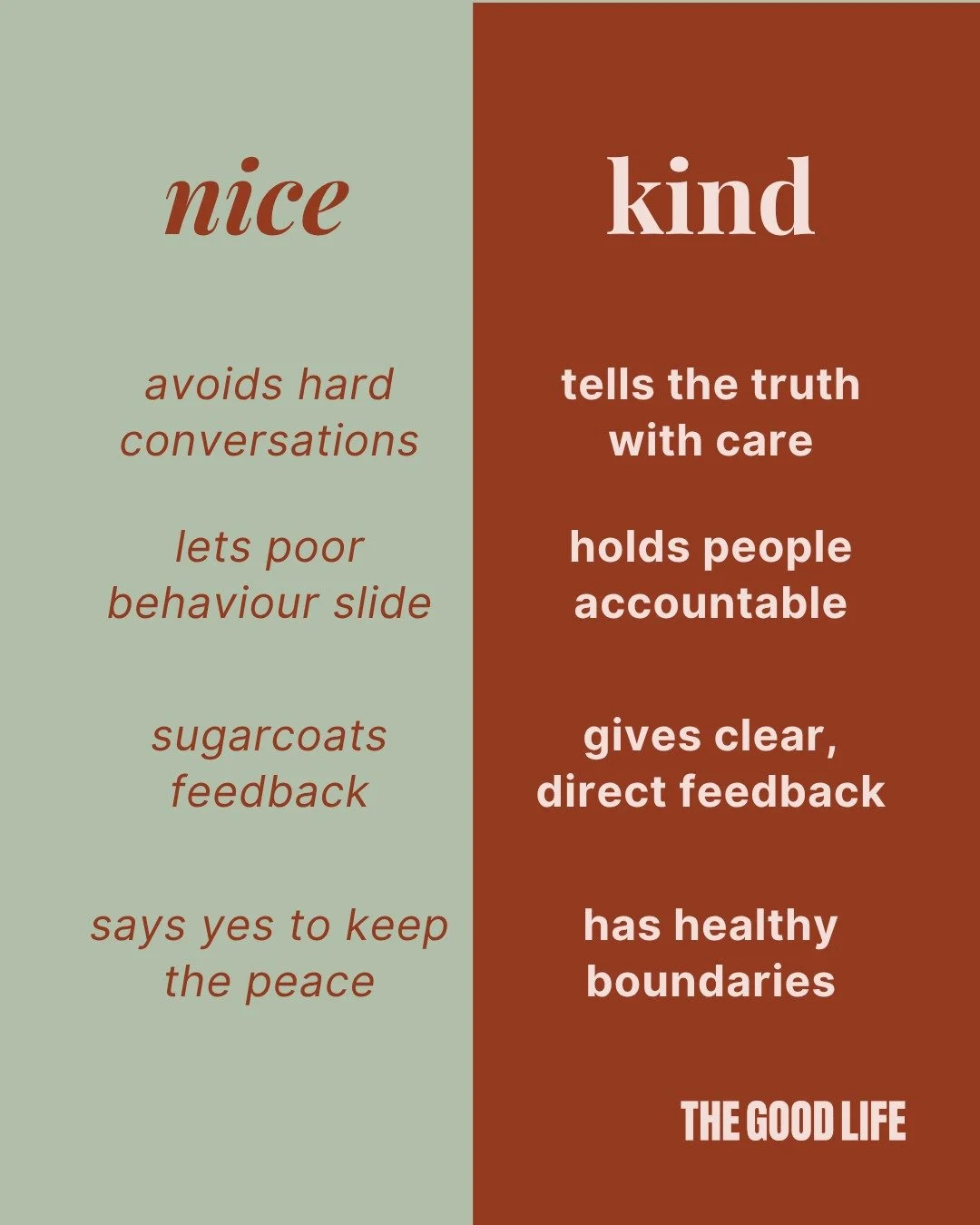 NICE VS KIND

Our industry is about people more than food or drink. 

That&rsquo;s why so many of us are natural empaths. That empathy is your superpower&hellip; but it can also trip you up. 

The kind vs nice distinction has been a game-changer for 