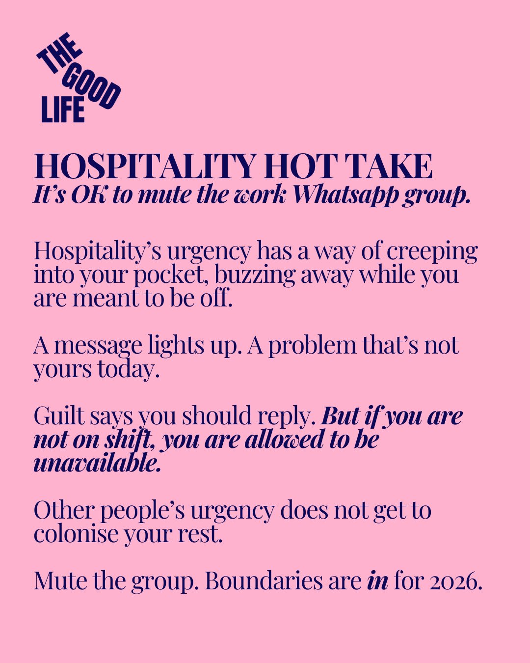 This is not a call to ignore the work WhatsApp group forever - We know that the group chat keeps things moving, connects shifts and fills gaps. ⁠
⁠
But do you need to be reading it when you're watching the telly, or playing with your children on your