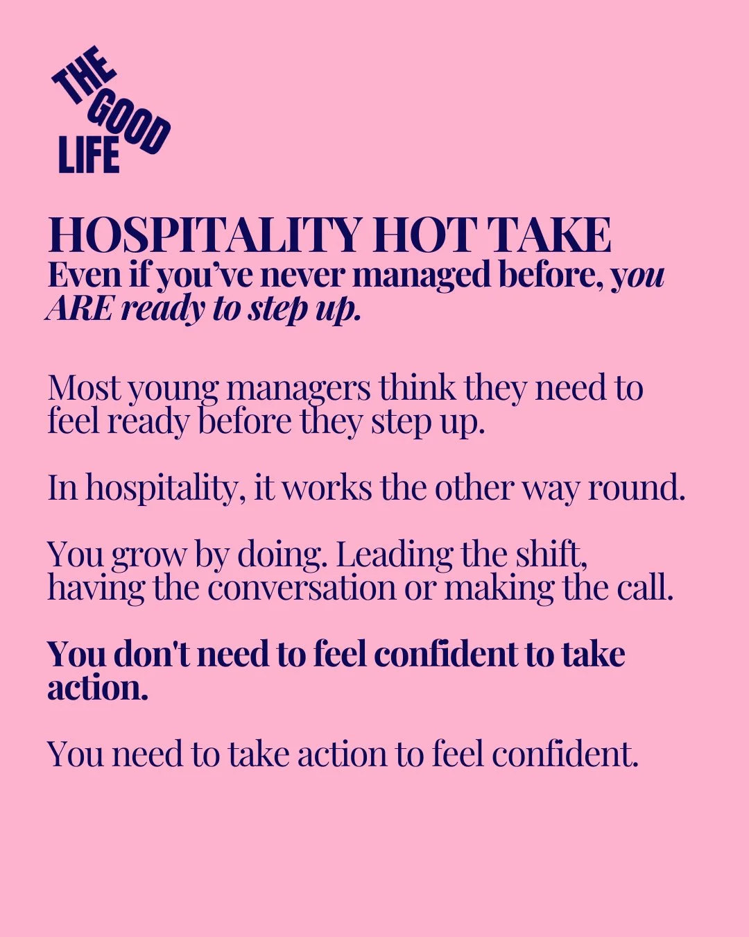 Most young managers believe they need to feel ready before stepping up into leadership. In hospitality, waiting for confidence often keeps people stuck.⁠
⁠
Confidence is not something you find first. It is something you build through experience. It g