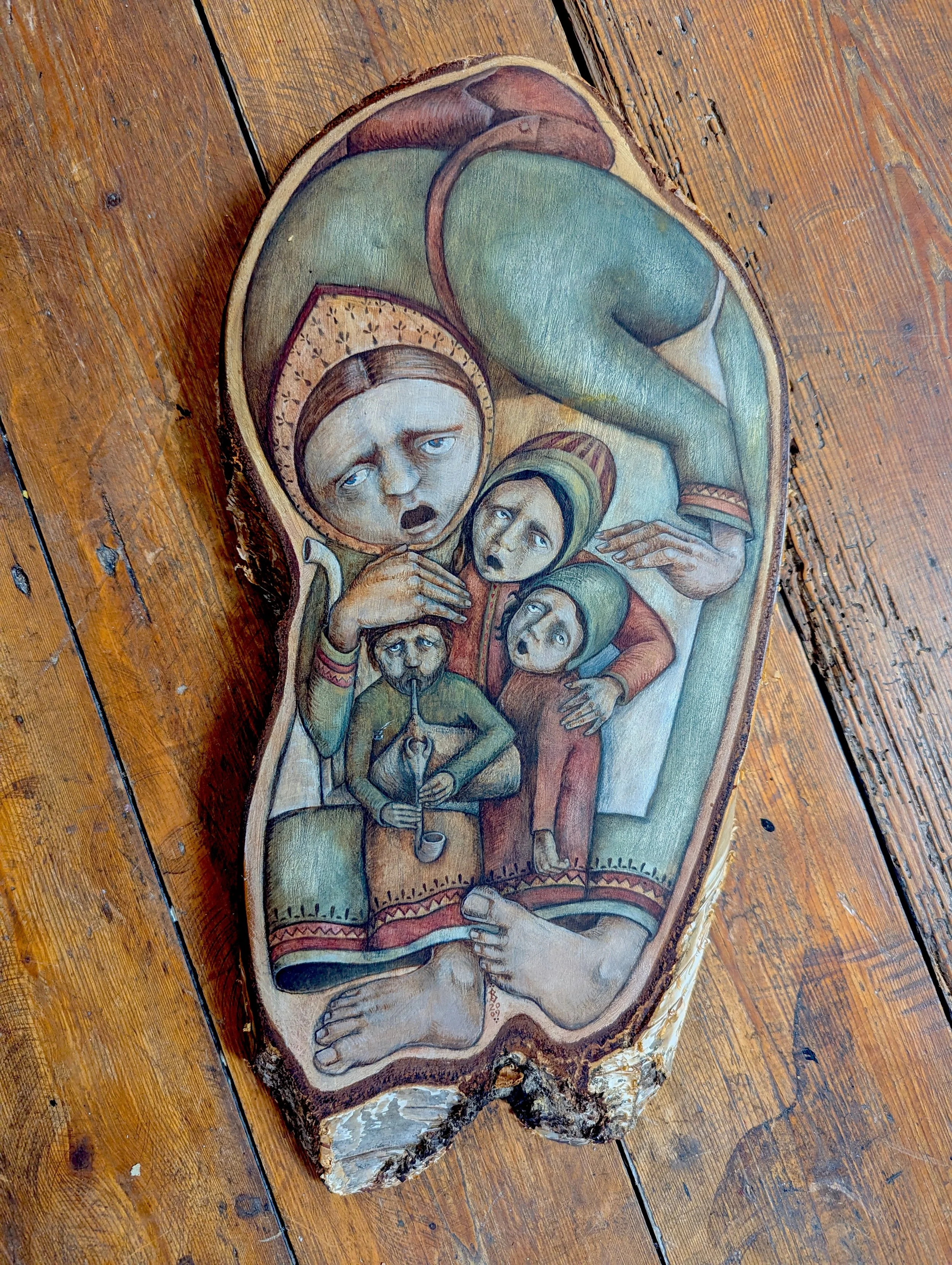 A Song to All Our Sorrows - original oil painting on birch wood