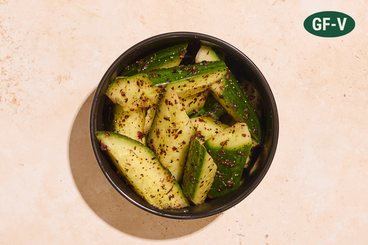Marinated Cucumbers seasoned with sumac and black urfa chili.