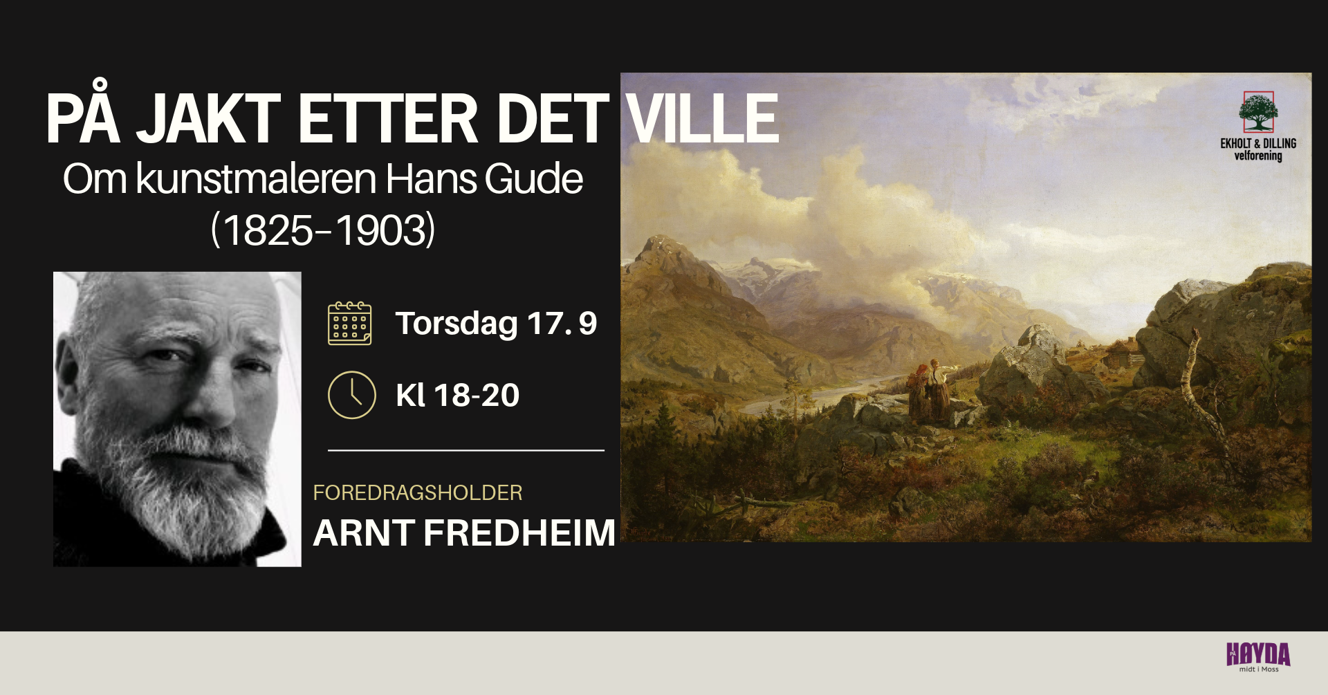 Gratis Foredrag: På Jakt etter det Ville - om kunstmaleren Hans Gude&nbsp;(1825–1903)