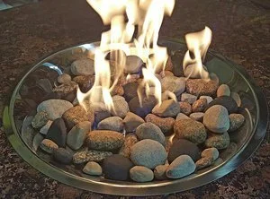 Built In Fire Feature with Fire Stone Base