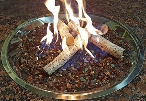 Grill Island with fire Glass and Twigs