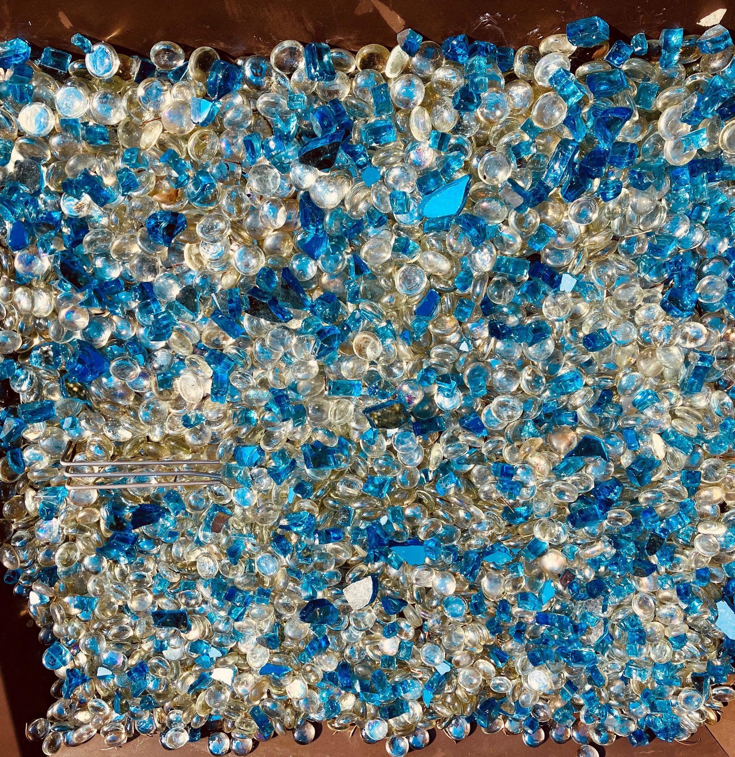 Molded Fire Glass Base with Reflective  Fire Glass Accents creates a  dazzling display  in any fire pit table