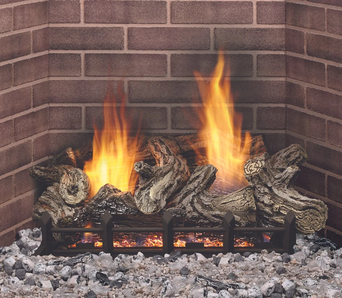 Gowing wool shoud be place directly under your gas log set