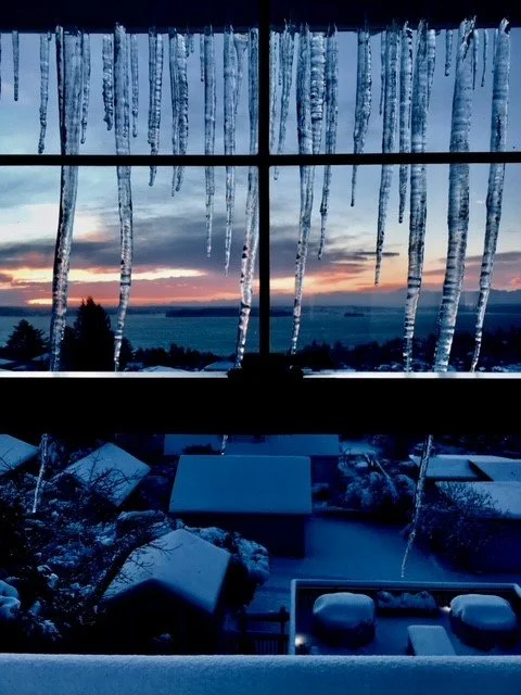 The snow-dusted view from our Seattle home