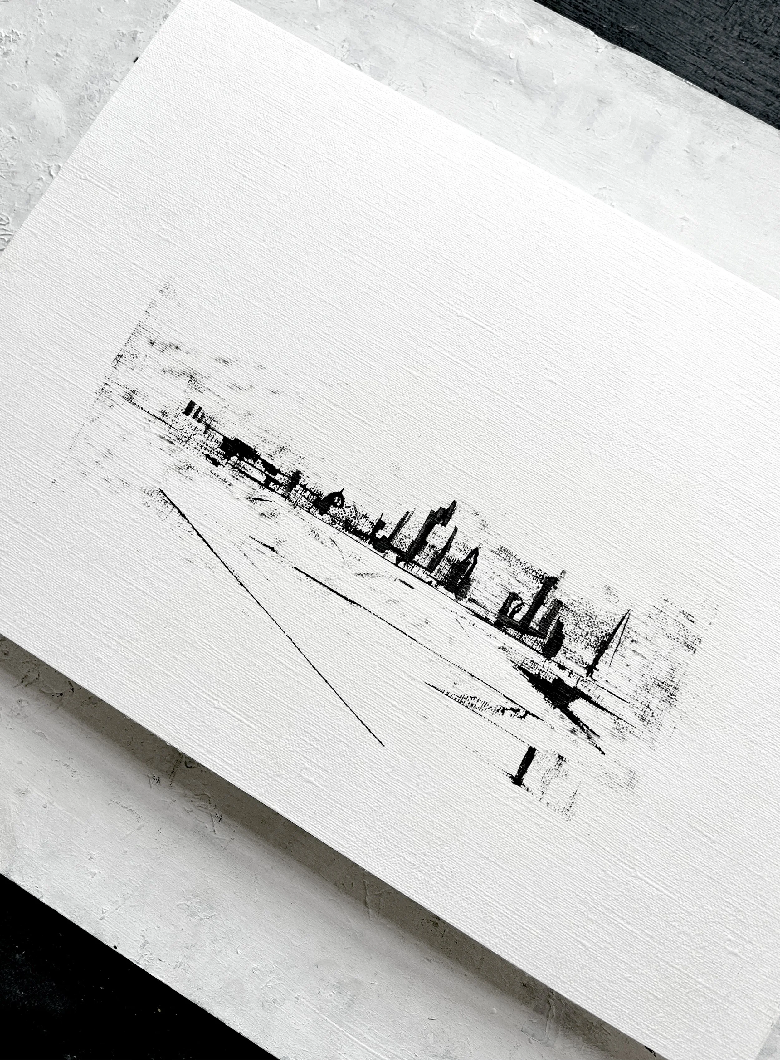London Skyline in ink |  30.5 x 20.5cm | Indian ink on oil paper