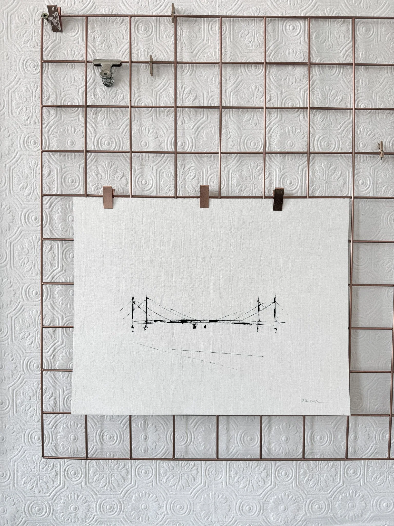 Albert Bridge I | 30.2 x 38.7cm | Indian ink on oil paper