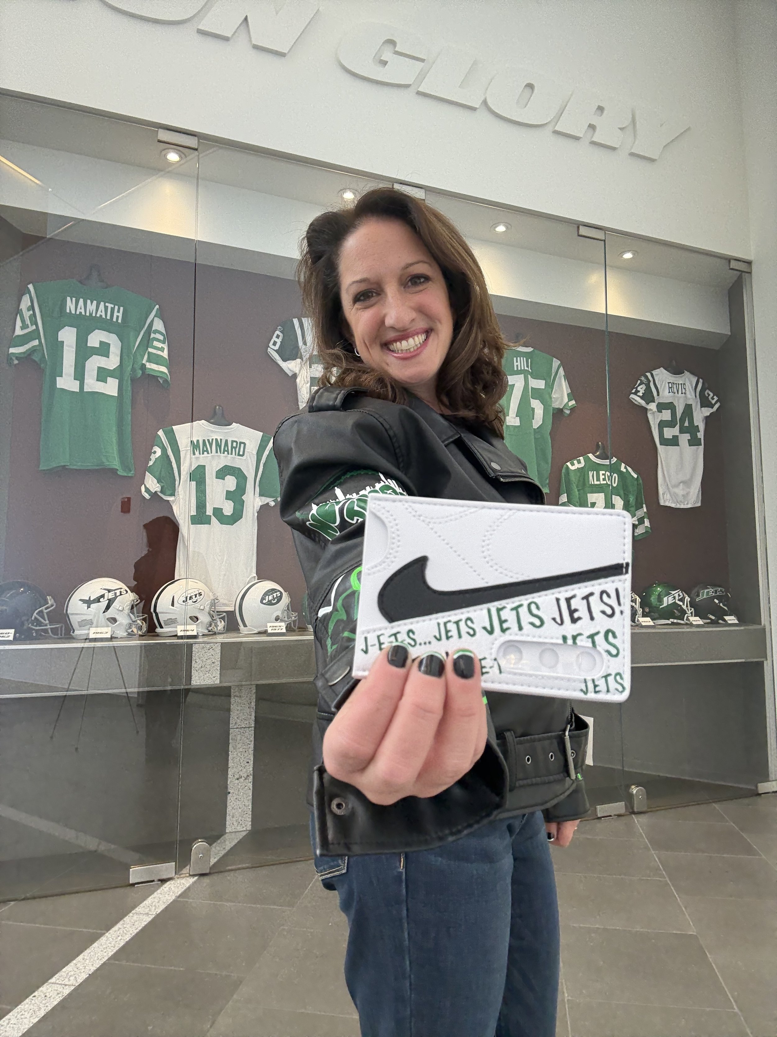 Customization activation for The New York Jets! Michele Sobel Fine Art pre-painted gifts with the team logo and then customized them on-site at Jets training facility with monograms for staff members.
