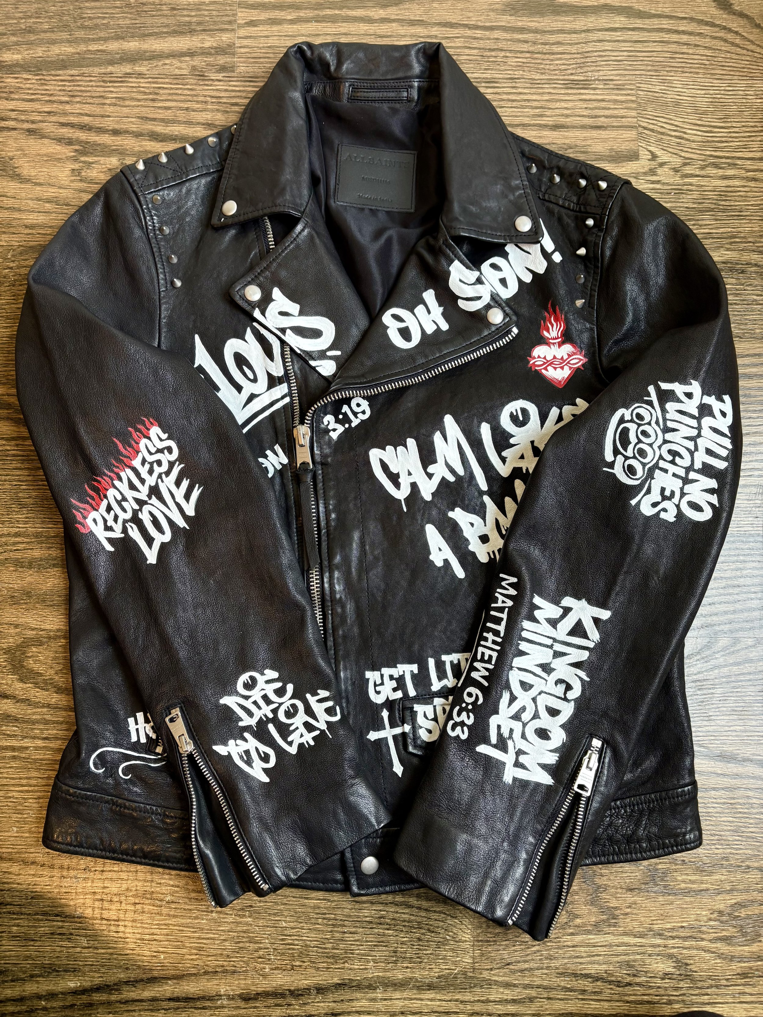 Leather jacket commission for a preacher/influencer book tour.