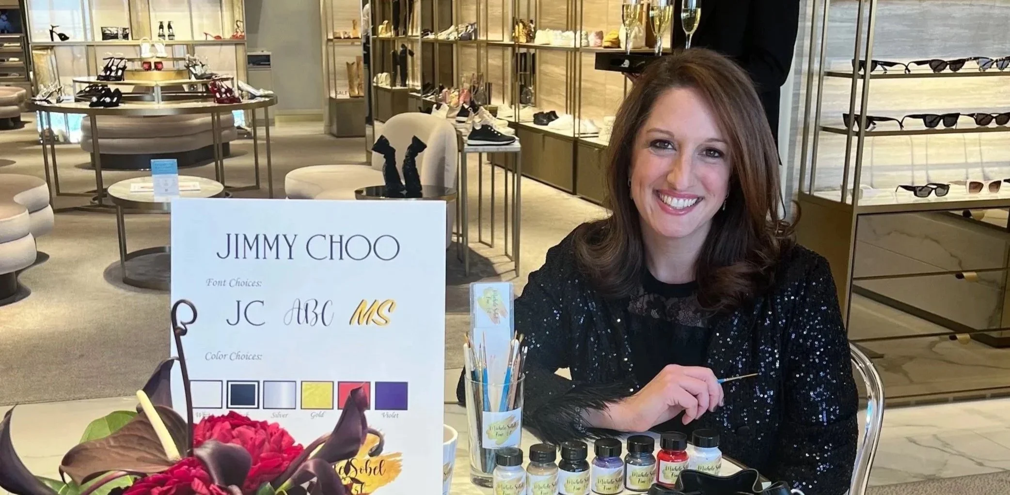 Michele Sobel Fine Art for Jimmy Choo hand painted bags and shoes