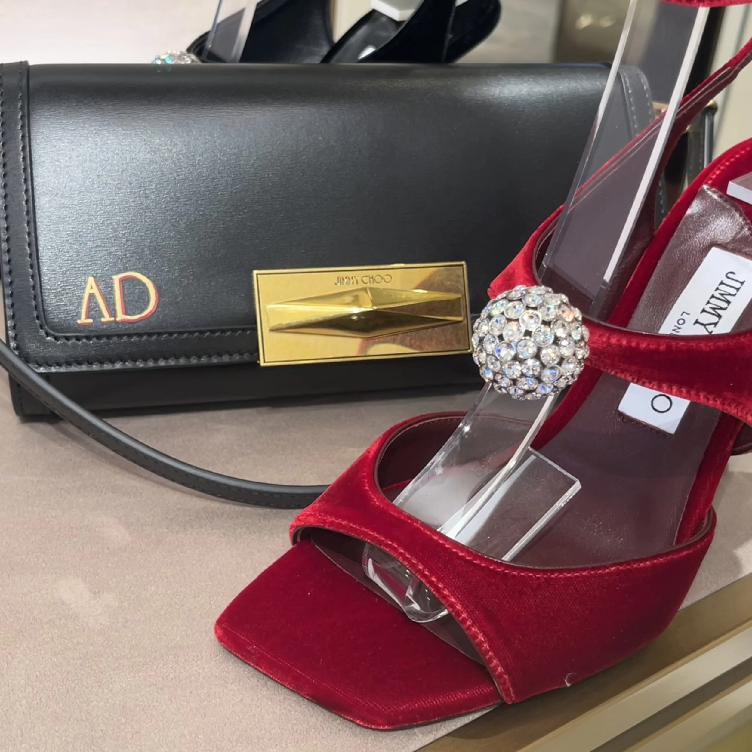 Bespoke hand painting activation for Jimmy Choo in Manhasset . Michele Sobel Fine Art handprinted shoes and bags for the luxury footwear and handbag brand.