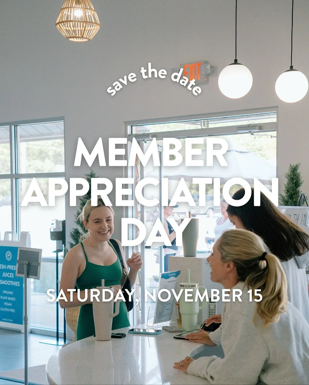SAVE THE DATE! 📅 
We&rsquo;re celebrating YOU! Join us on Saturday, November 15th for our Member Appreciation Day &mdash; a day dedicated to saying thank you to our amazing community. Come enjoy a day of gratitude and celebration with your Swell fam