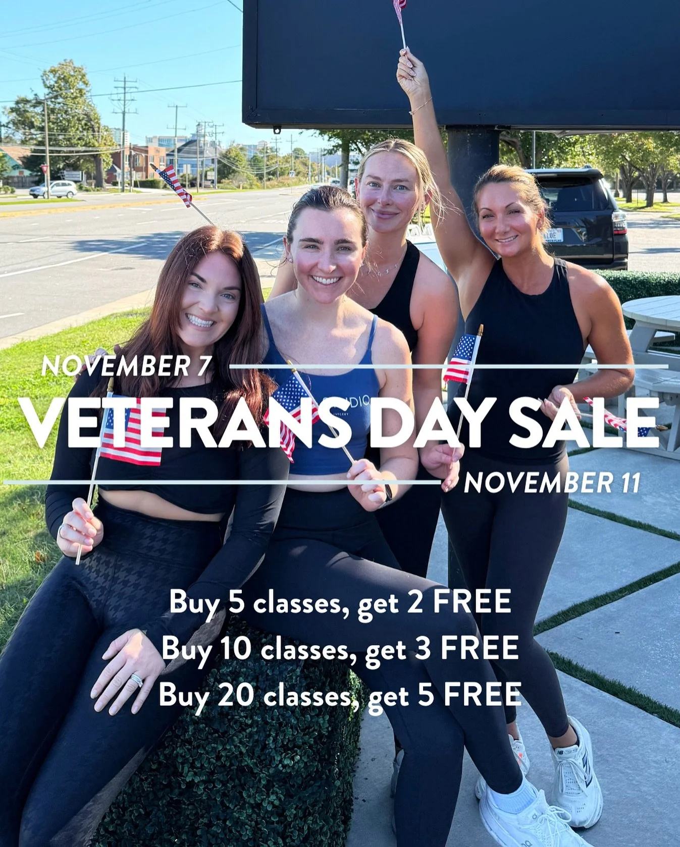 This Veterans Day, we&rsquo;re honoring the courage and sacrifice of those who have served our country. 🇺🇸 Our Veterans Day class pack flash sale is live now through Tuesday!💙❤️

🌀Buy 5 classes, get 2 FREE
🌀Buy 10 classes, get 3 FREE
🌀Buy 20 cl