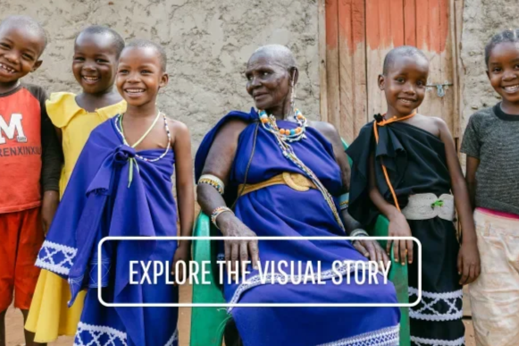 woman and children in tanzania in traditional dress