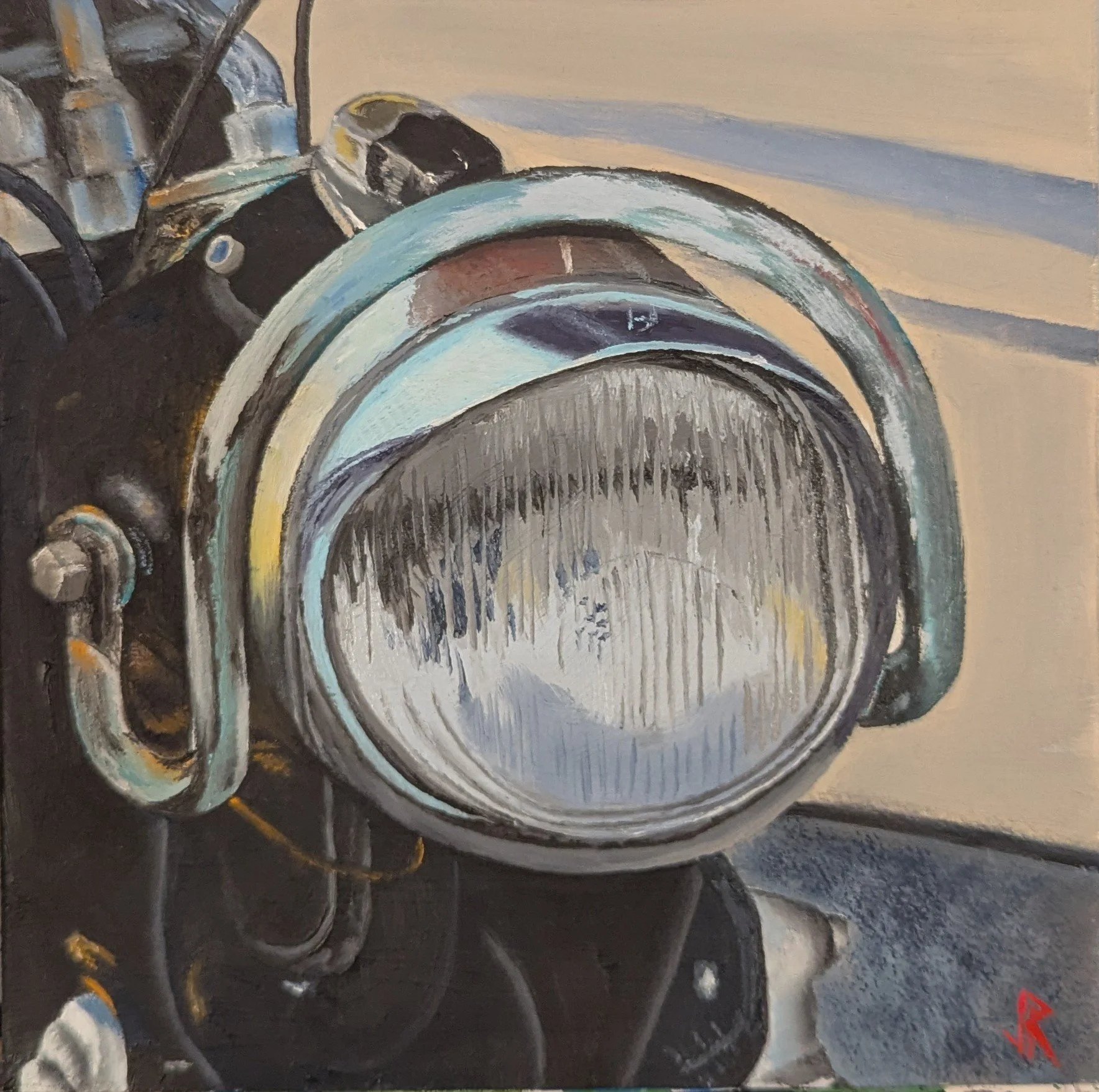 Transportation Light Fixture 3 - 2025 - 6x6 Oil on aluminum