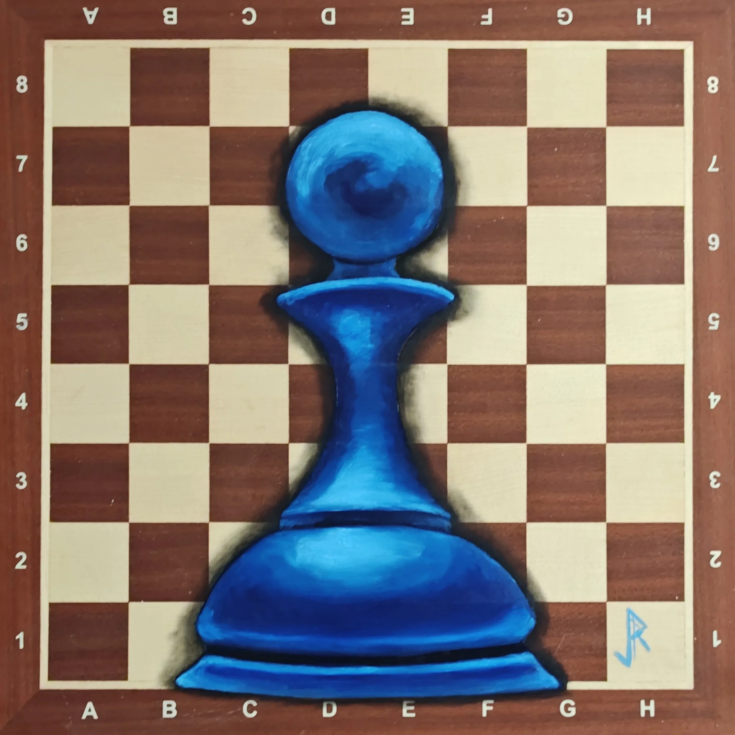 Game Theory - 2026 - 20x20 Mixed Media, Oil on Chess board