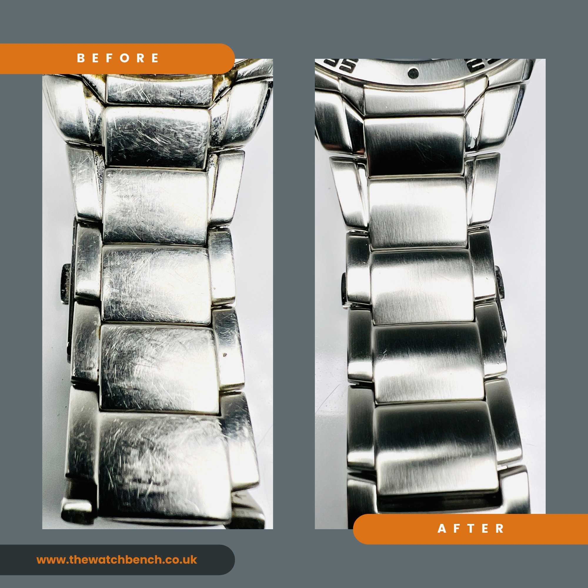 Before and after watch polishing service