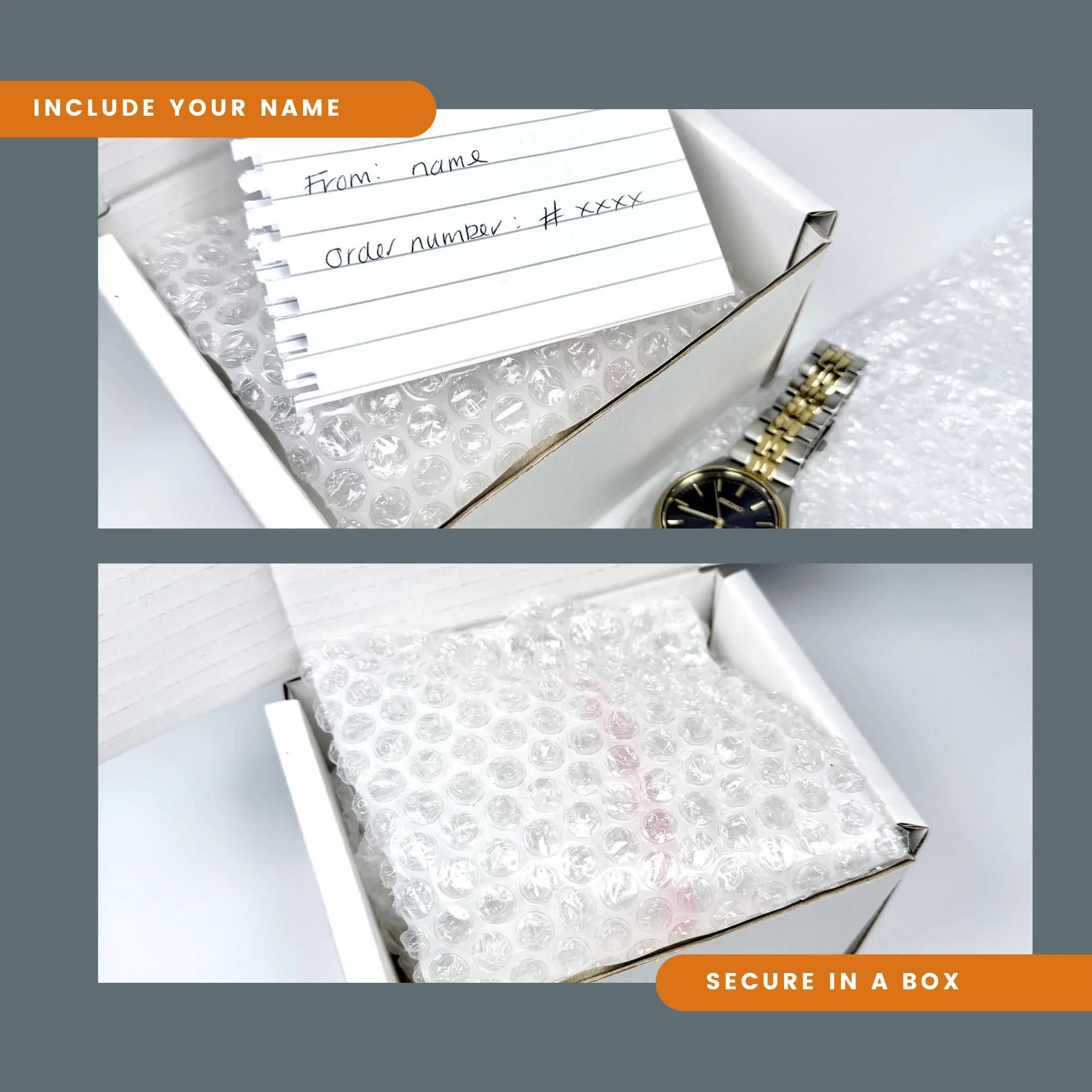 The Watch Bench packing instructions