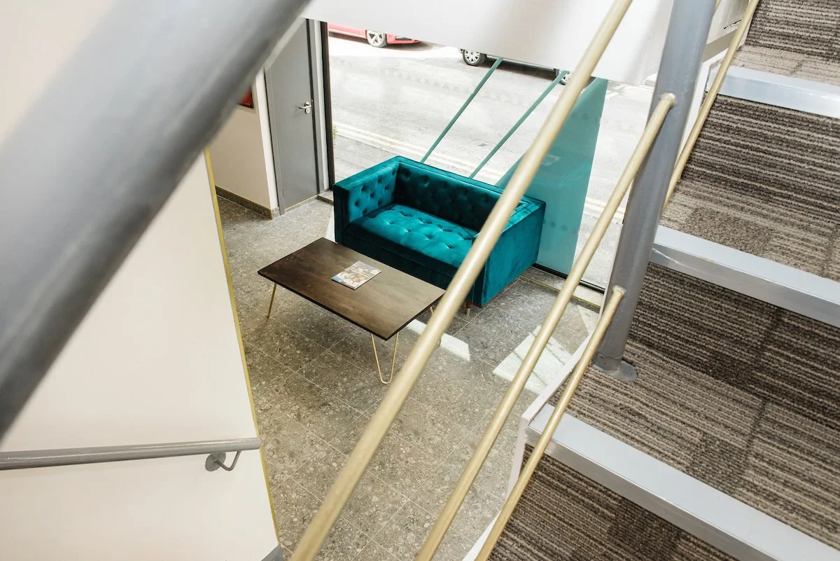 Stairwell view of the lobby of Northern Court serviced office building in Belfast | venYou