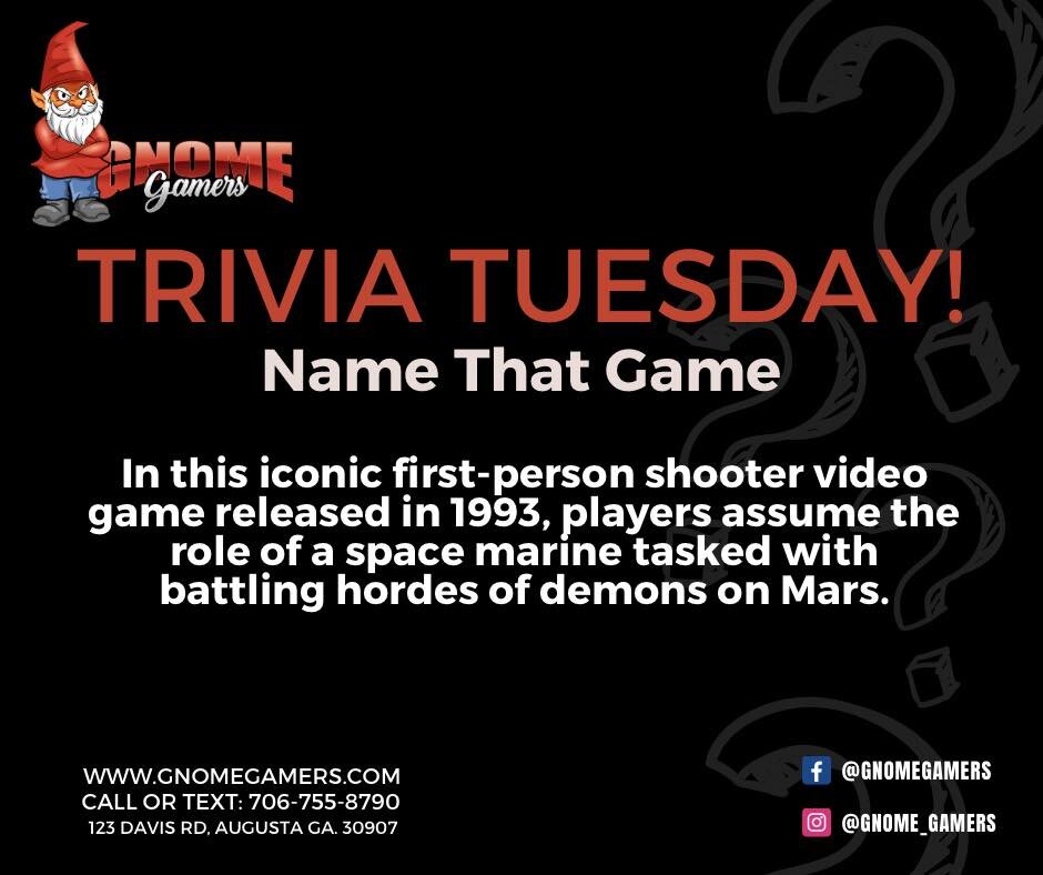 Gnome Gamers Trivia Tuesday!
We will post the answer in the comments next week.
Answer to last weeks Trivia was: Crazy Taxi