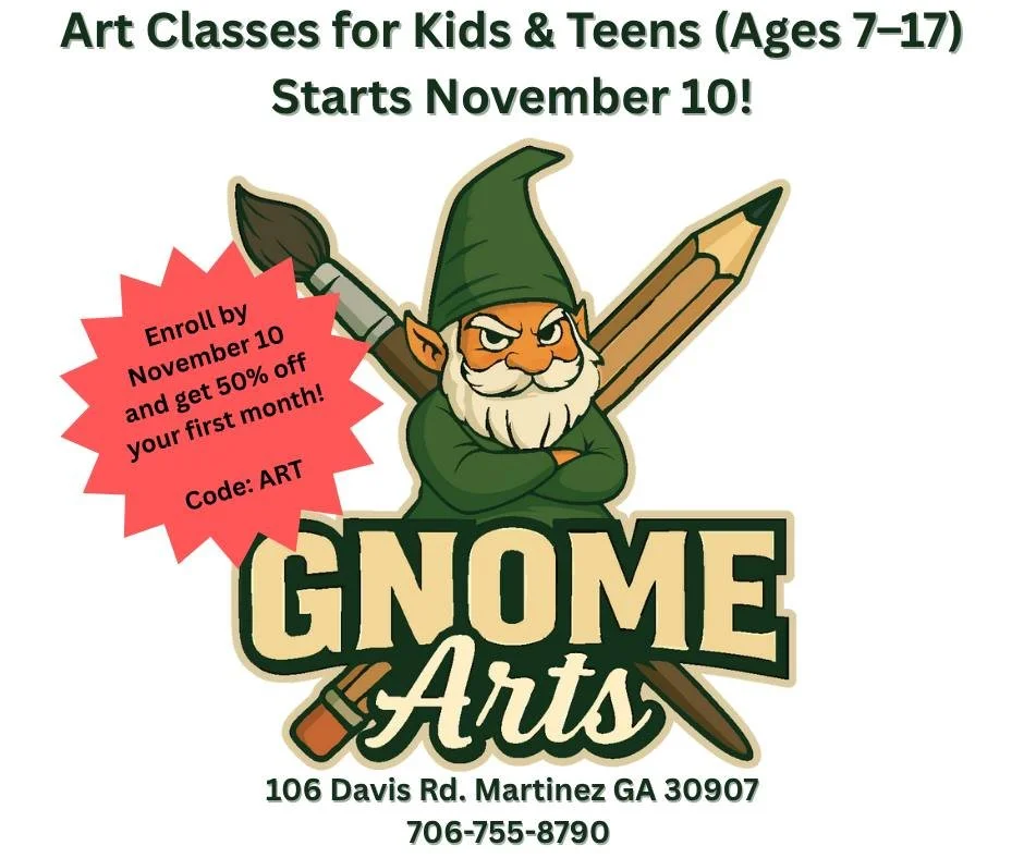 🎨✨ Gnome Art Starts November 10th! ✨🎨
Creativity is leveling up at Gnome Gamers!

We&rsquo;re officially launching Gnome Art, a brand-new program where kids ages 7&ndash;17 can explore drawing, painting, character design, and fan art, all led by lo