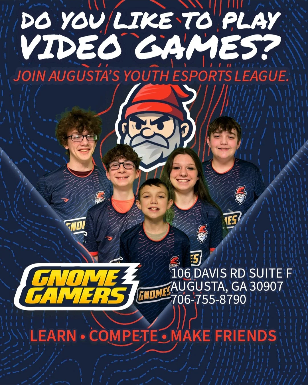 🎮 Are you a young gamer searching for an exciting place to compete, learn, and forge friendships?
Join Gnome Gamers, Augusta&rsquo;s premier youth esports league!
Swing by to discover the action or message us for more info.
📍 106 Davis Rd Suite F, 