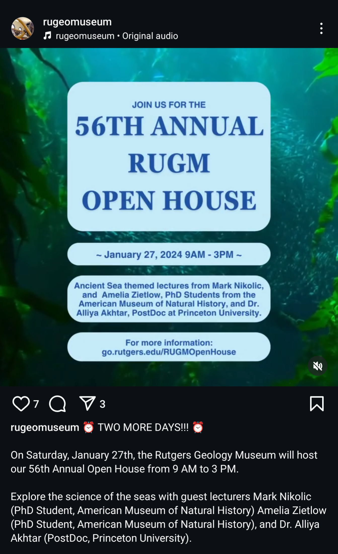 Invited seminar speaker at the Rutgers University Geology Museum Open House (Jan 2024)