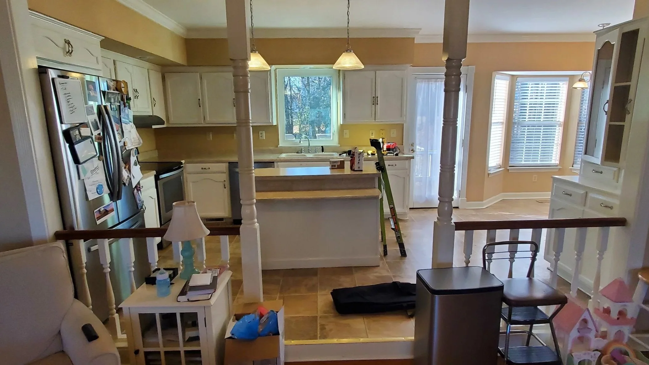 Kitchen renovation in Cleveland, TN showing kitchen and railing that needed strengthening