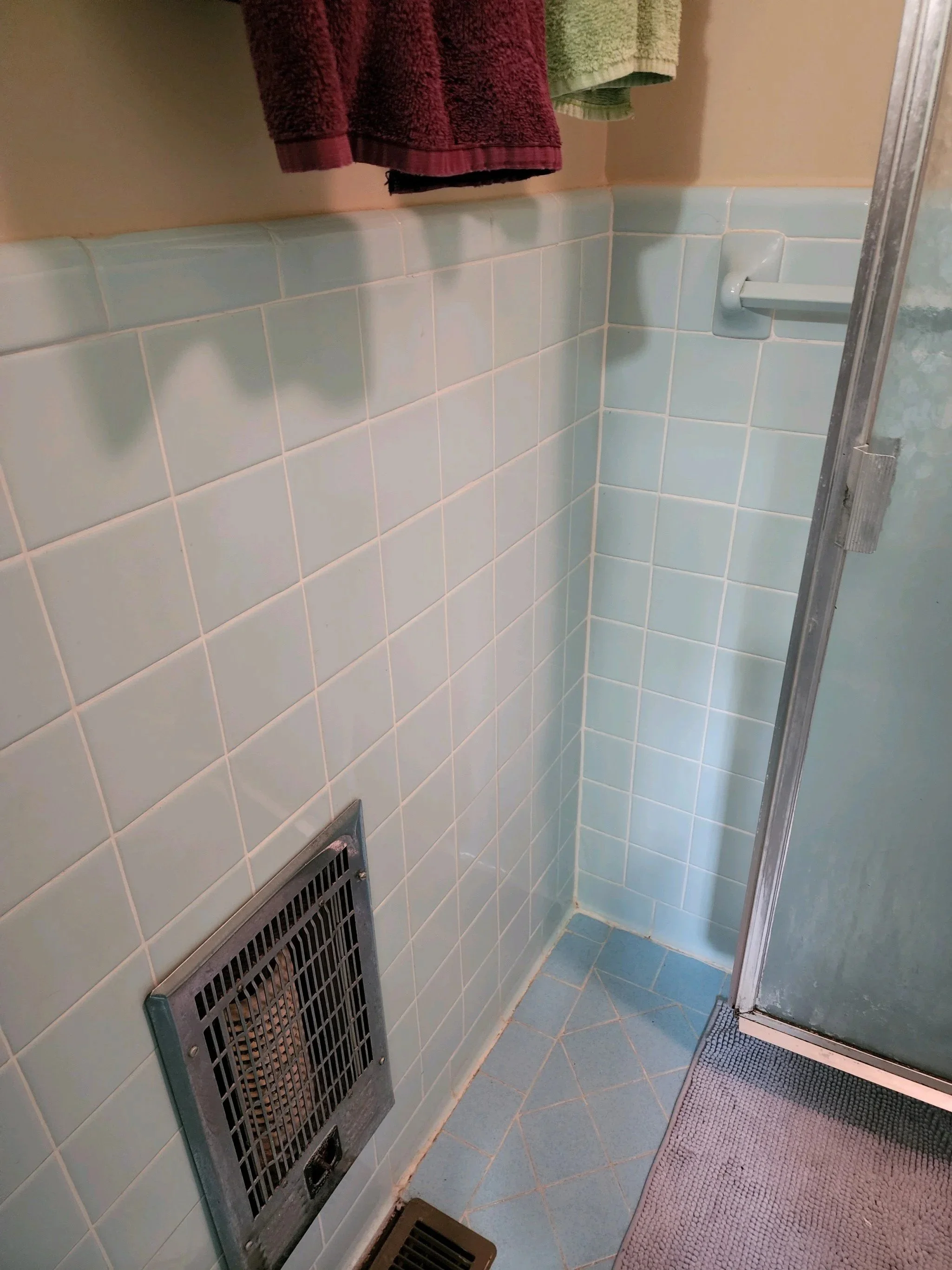 Master bath renovation in Chattanooga, TN, showing old shower area